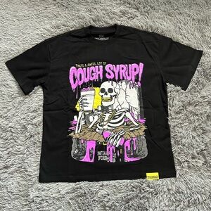 Black Graphic Tee with Skeleton Design